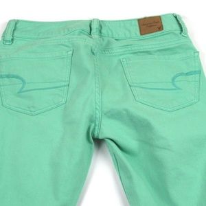 AMERICAN EAGLE Green Stretch Skinny Jeans